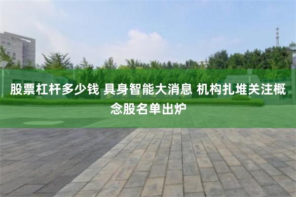 股票杠杆多少钱 具身智能大消息 机构扎堆关注概念股名单出炉