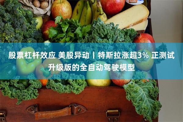 股票杠杆效应 美股异动丨特斯拉涨超3% 正测试升级版的全自动驾驶模型